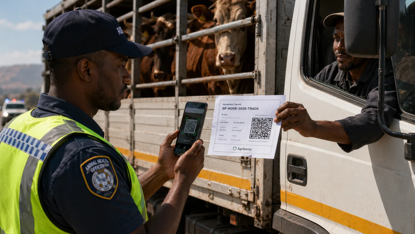 The officer scans the QR code on the movement permit with his phone's camera